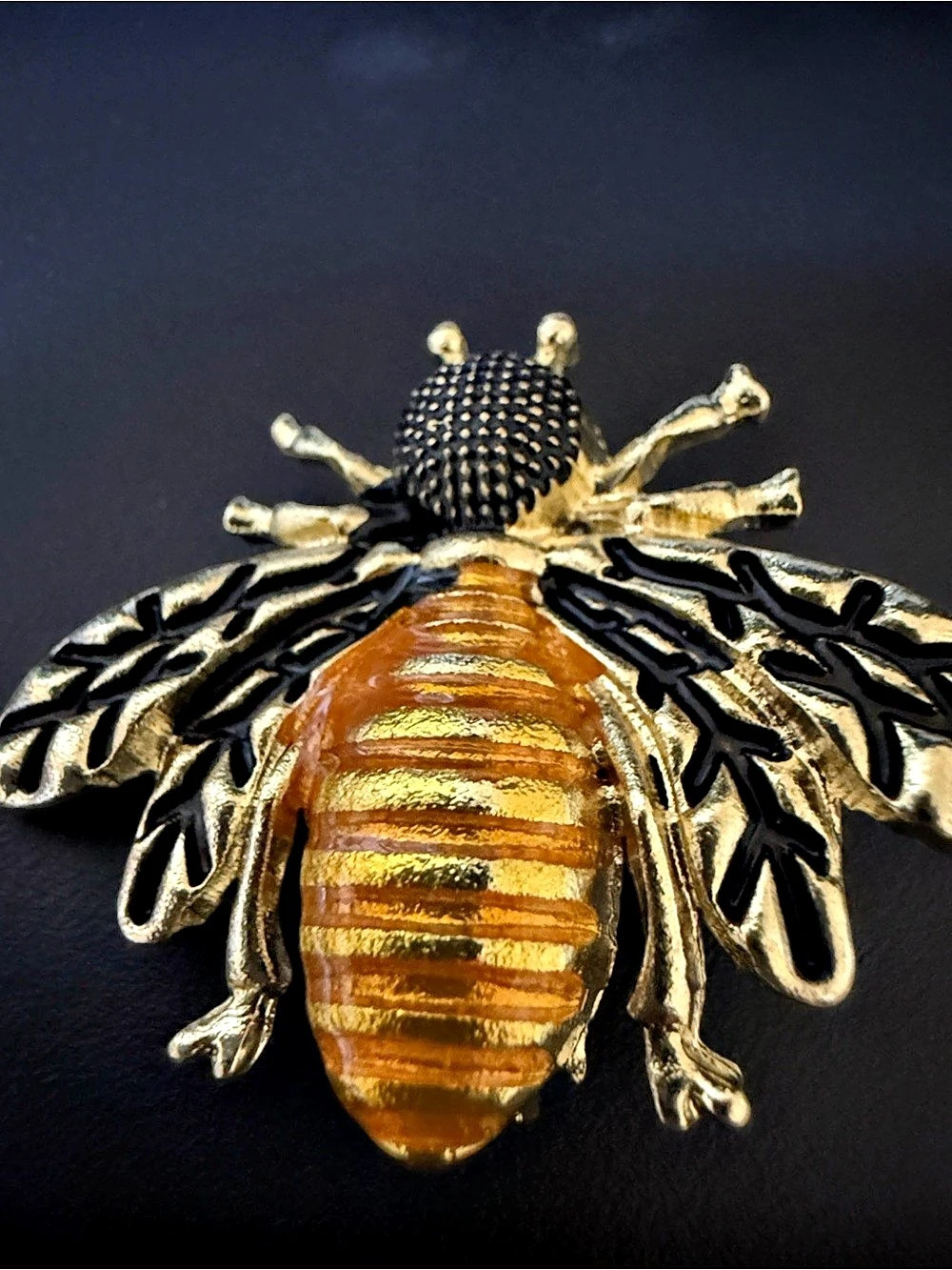 Insect Brooch in Gold & Black